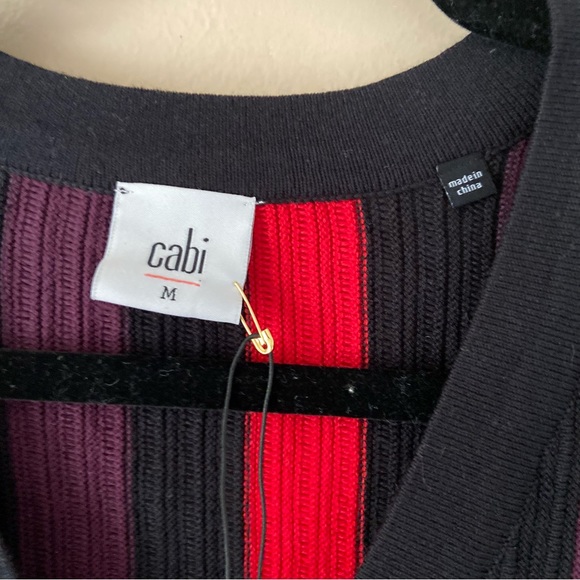 CAbi• royal pullover purple red black striped king sleeve sweater women’s medium - Picture 16 of 16
